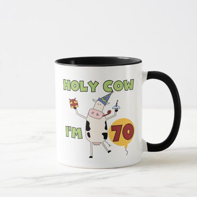 Tasse Vache sainte je suis 70 T-shirts et cadeaux (Droite)