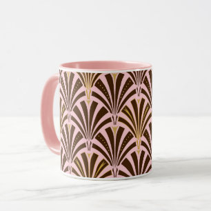 Tasse Ventilateur Art déco motif - chocolat rose