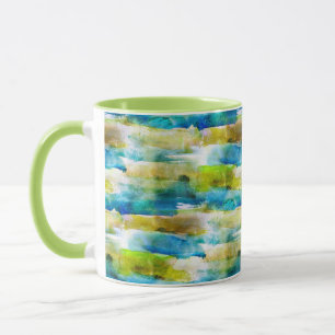 Tasse Vert abstrait d'aquarelle, bleu