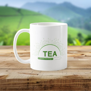 Tasse verte de bonjour pour amateur de thé