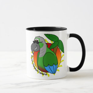 Tasse verte tropicale de Cheeked Conure