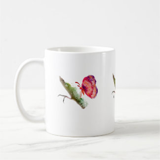 Tasse vibrante papillon aquarelle tardive
