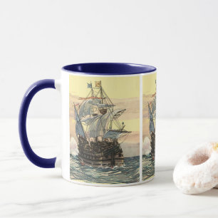 Tasse Vieux bateau pirate, galion naviguant sur l'océan