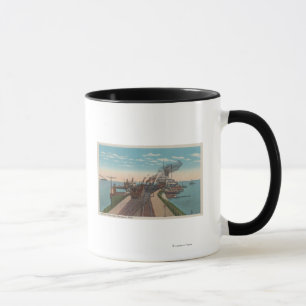 Tasse Ville de Mackinaw, MI - vue des docks de ferry