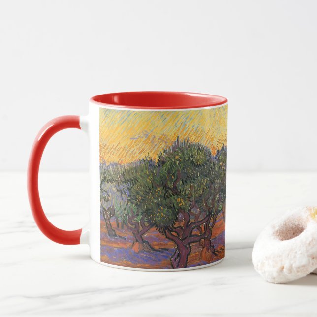 Tasse Vincent van Gogh - Olive Grove, Orange Sky (Avec donut)
