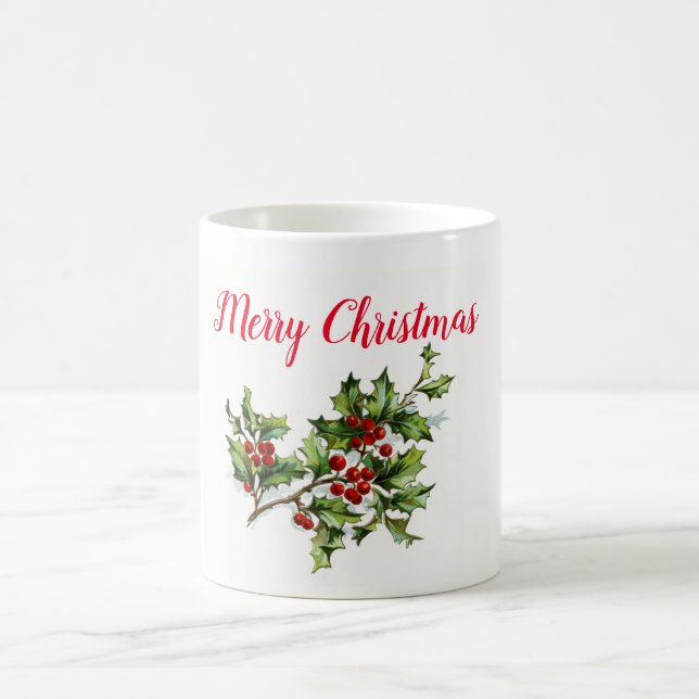 TASSE Vintag Frohe Weihnachten Holly Berries (Mittel)