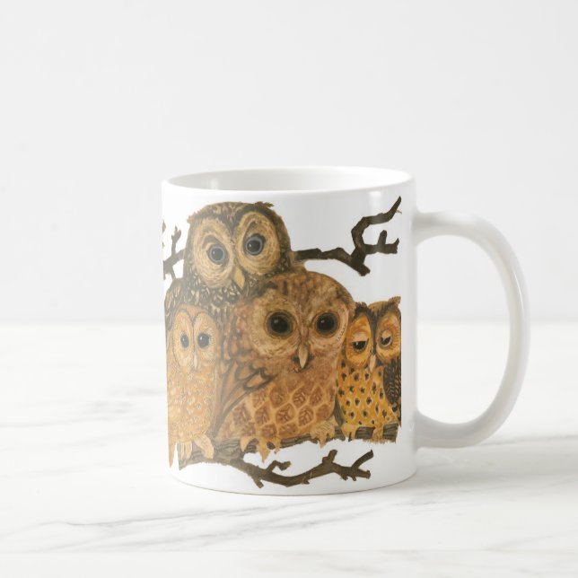 tasse vintage d'impression de hibou (Droite)