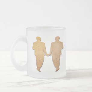 Tasse vintage en verre givré de mariés de papier