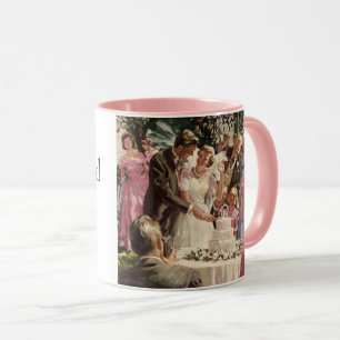 Tasse Vintage Mariage Mariée Groom Les jeunes mariés cou