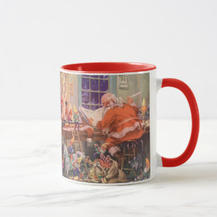 Tasse Vintage Noël, Santa Claus avec Elves Atelier