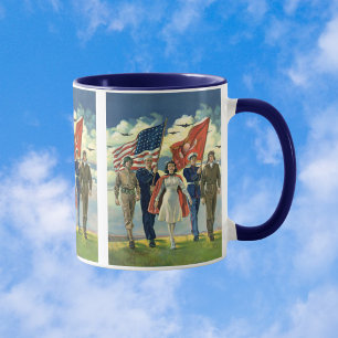 Tasse Vintage Patriotique, Fiers Héros du personnel mili