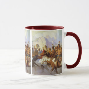 Tasse Vintage Western Art, Indian War Party par NC Wyeth