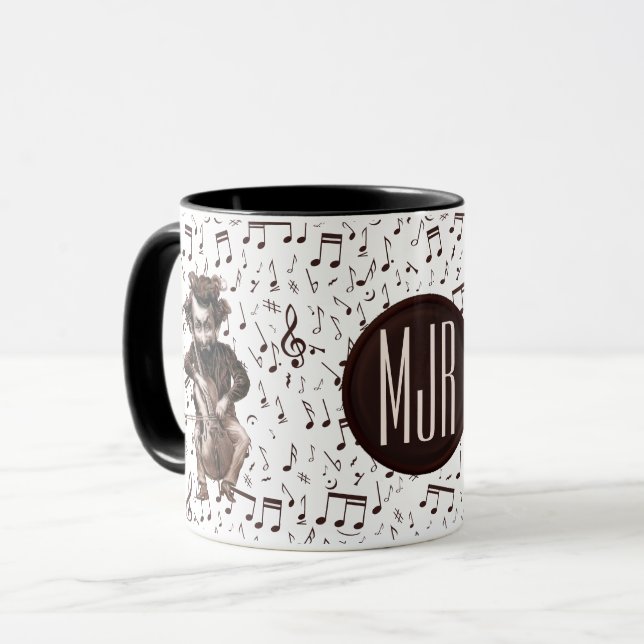 Tasse Violoncelle | Vintage | monogrammed (Devant gauche)