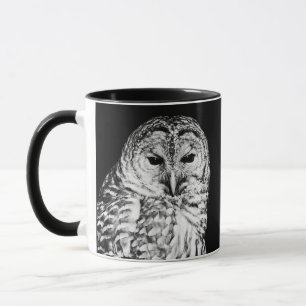 Tasse Visage noir et blanc de hibou barré