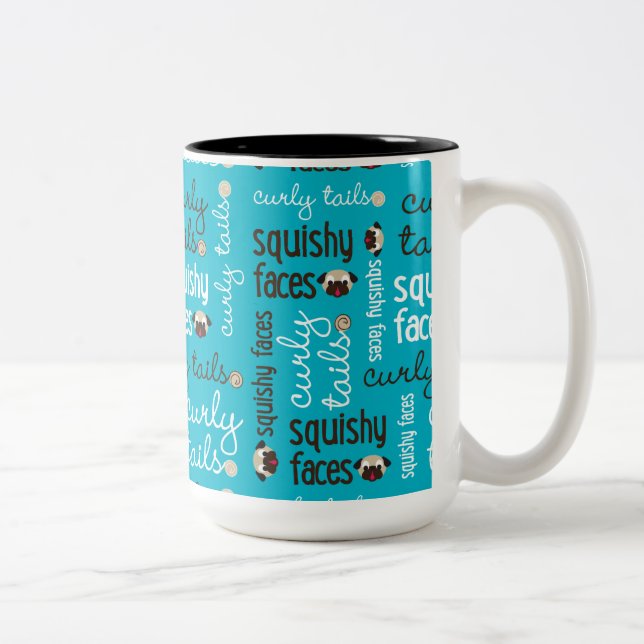 Tasse visqueuse de ton du carlin deux de visages (Droit)