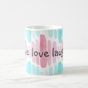 Tasse vivante d'aquarelle de rire d'amour