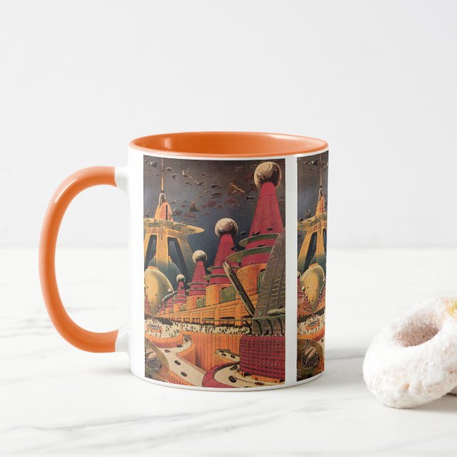 Tasse Voiture volant vintage de science fiction futurist (Avec donut)