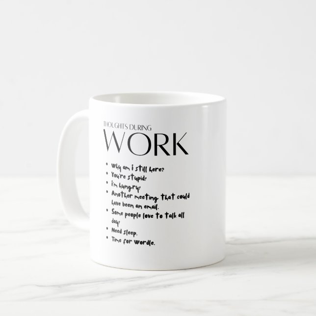 Tasse von Arbeitsgedanken (Vorderseite Links)