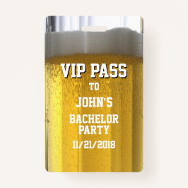 Tasse von Bier-Junggeselle-Party VIP-Abzeichen Ausweis