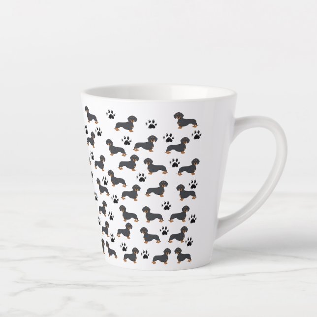 Tasse von Dackel- und Druckmustern (Rechts)