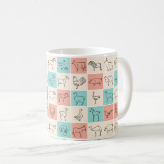 Tasse von Landtieren - Niedliche und rustikale Bau