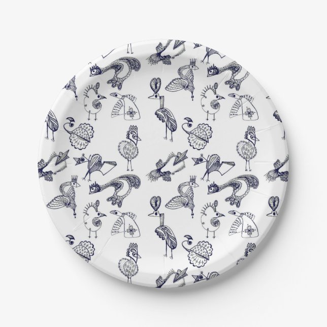 Tasse von Märchenvögeln Pappteller (Vorderseite)