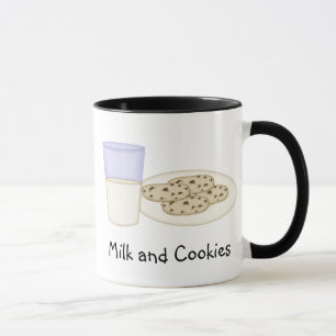 Tasse von Milch und Cookies