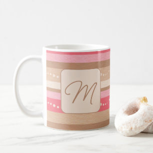 Tasse von Pastellfarben, Monogramm und Streifen
