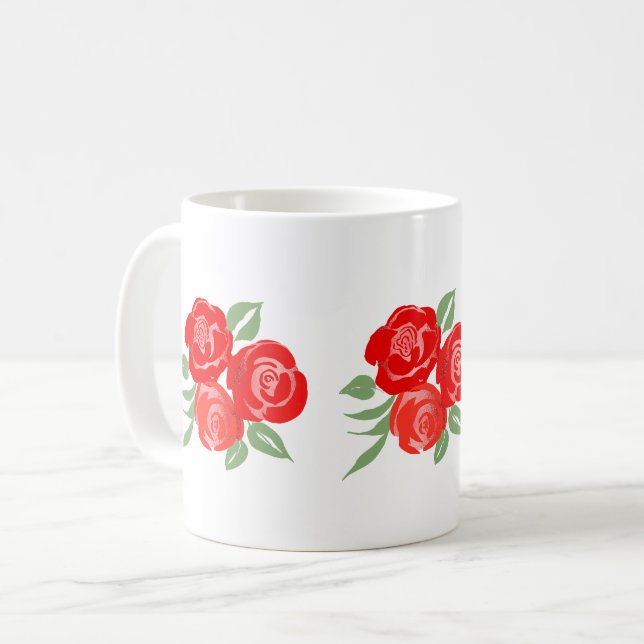 Tasse von rote Rosen (Vorderseite Links)
