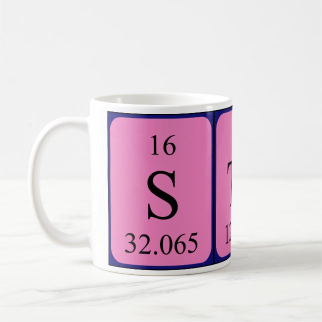 Tasse von zehn periodischen Tabellennamen (Links)