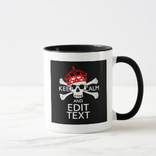 Tasse Votre texte gardent le crâne rouge calme d'os