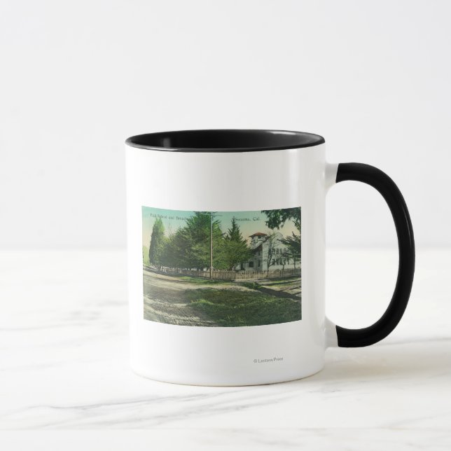 Tasse Vue de Broadway sur l'extérieur du lycée (Droite)