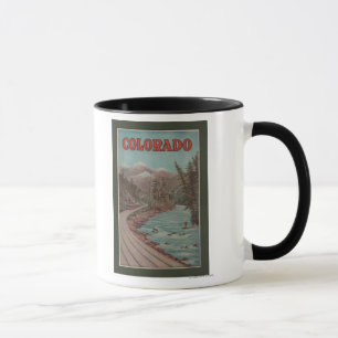 Tasse Vue de train à côté de rivière - affiche de voyage