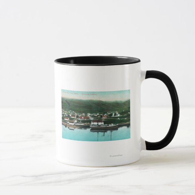 Tasse Vue sur le front de mer de la ville et du vapeur (Droite)