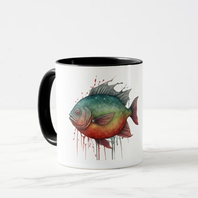 Tasse - Wasserfarbenserie: Piranha (Vorderseite Links)