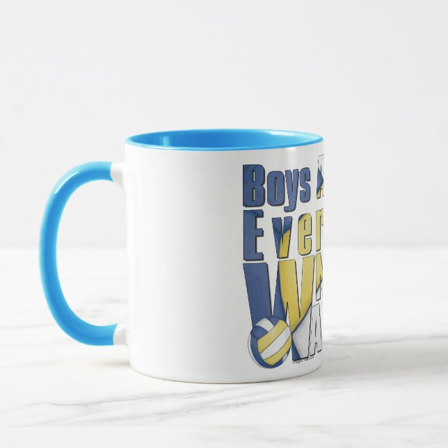 Tasse Waterboy Volleball en bleu et jaune (Gauche)