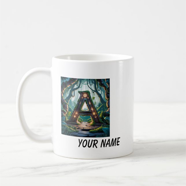 Tasse Weiß deinen Namen Anfangsbuchstaben A (Links)