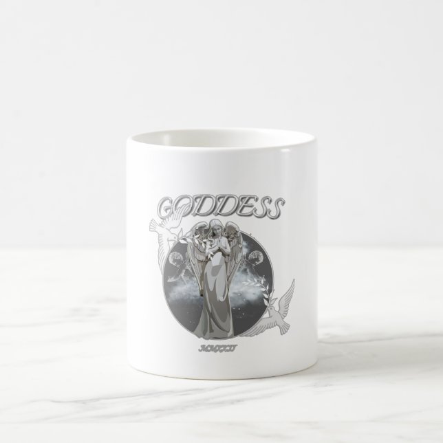 Tasse Weiß und Grau Moderne Göttin (Mittel)