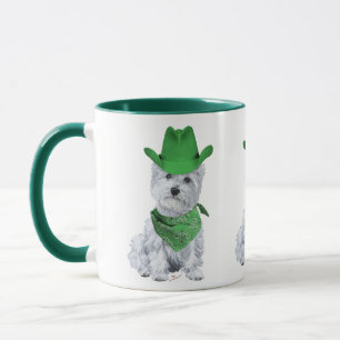 Tasse Westie Cowboy en Vert