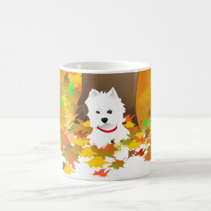 Tasse - Westie Hund im Herbst-Blätter