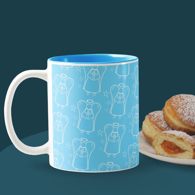 Tasse "White and Blue Guardian Angel" (Guardian Angel Pattern Mug)