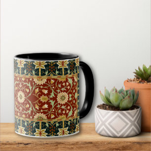 Tasse William Morris Floral Design Rouge Or et Bleu