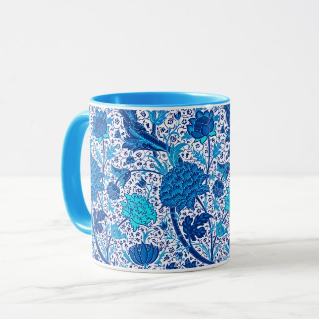 Tasse William Morris Jacobean Floral, bleu Cobalt (Devant gauche)
