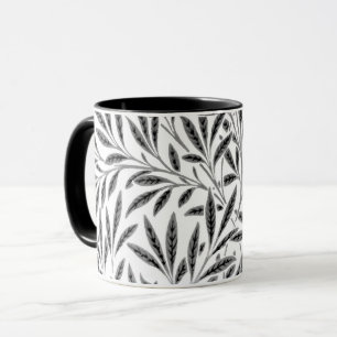 Tasse William Morris Willow Motif, gris, noir & blanc