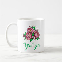 Tasse YiaYia grecque avec des roses