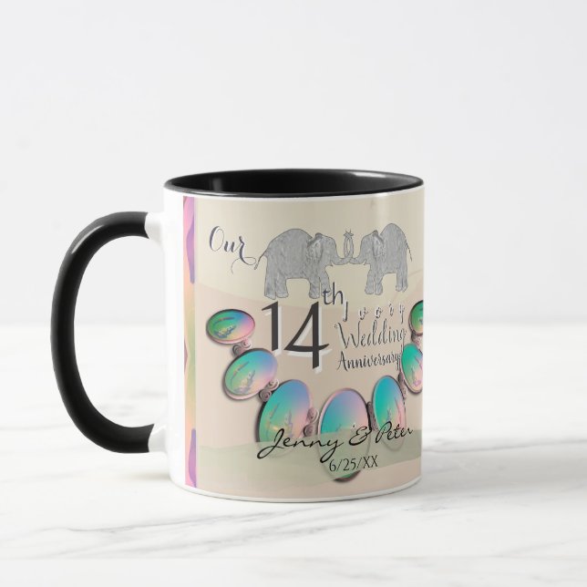 Tasse zum 14. Opal-Jubiläum in Elfenbein (Links)