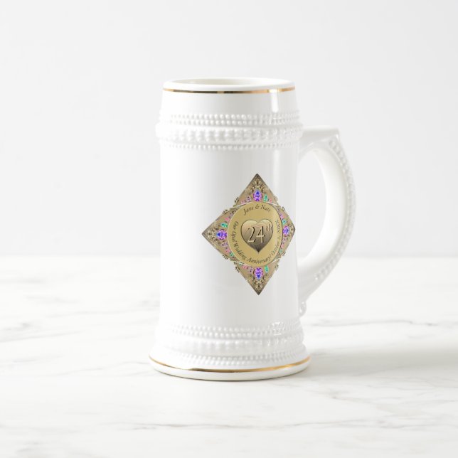 Tasse zum 24. Opal Wedding Jubiläum (VorderseiteRechts)