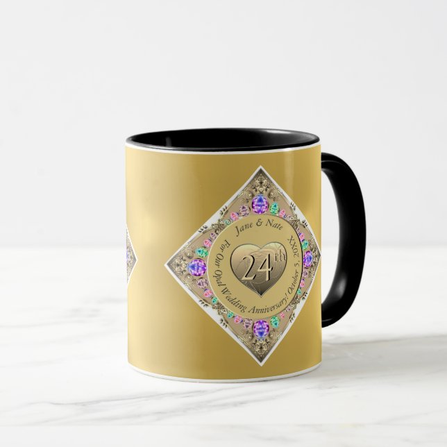 Tasse zum 24. Opal Wedding Jubiläum (VorderseiteRechts)