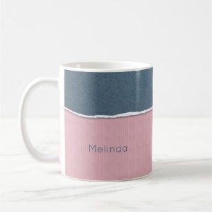 Tasse zum Blauen und rosa Textur-individuelle Name