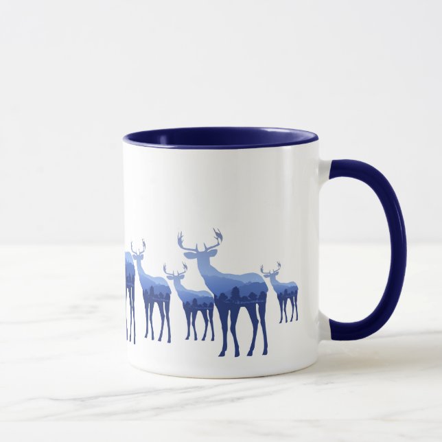 Tasse-Zwei-Tone-Blauer Hirsch/Elch Tasse (Rechts)